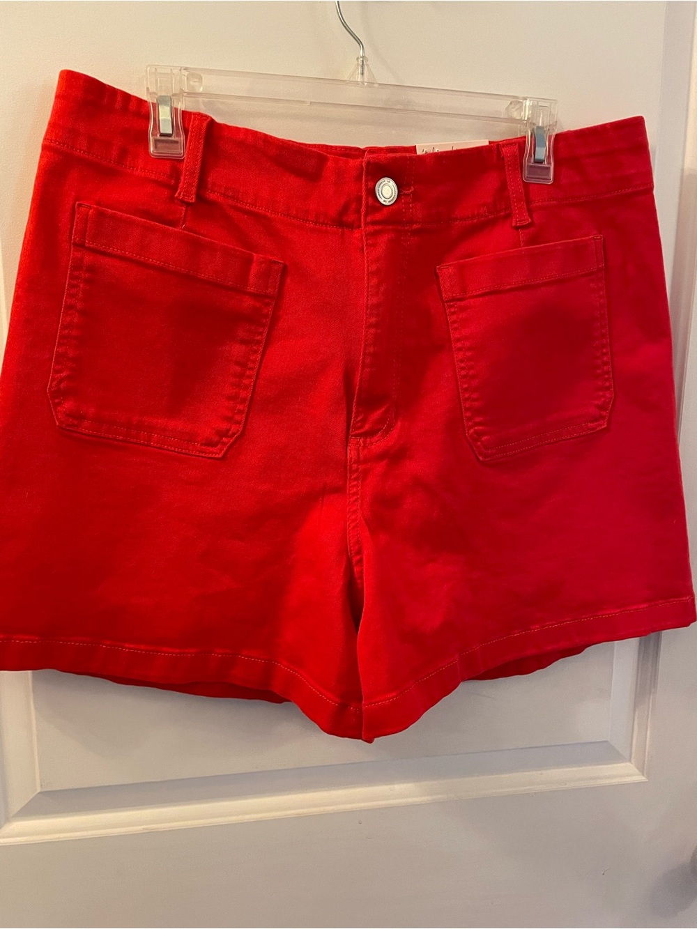 LC Lauren Conrad Red High-Rise Patch Pocket Shorts